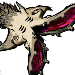 Image affichant la tête de Gayla le bosse du Temple du Vent dans le jeu Wind Waker. Ce monstre ressemble à un énorme serpent dont la tête ressemble au manche d'une épée qui vit dans les sables et capable de voler. Il tente d'avaler Link en le faisant glisser jusqu'à lui. Il peut aussi générer de petites créatures, plus petites qui lui, des Lanmolas, qui se cachent dans le sable et sautent partout dans la salle. Il est possible que Gayla soit lui-même un Lanmola.