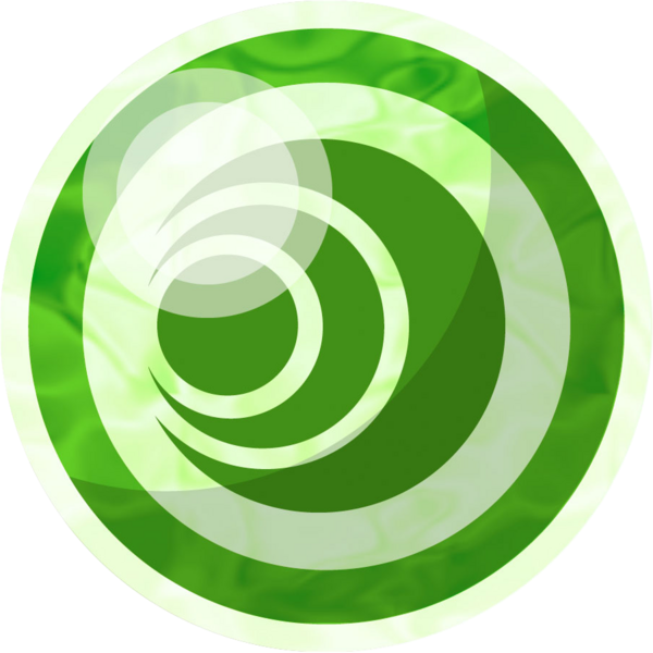 Image de la perle de la déesse Farore. La perle est ronde et verte avec le symbole de Farore: Un petit cercle vert dans le milieu avec 2 croissant de lune qui l'entour, le premier croissant de lune étant plus petit que le second, les 3 symbole sont imbriqué.