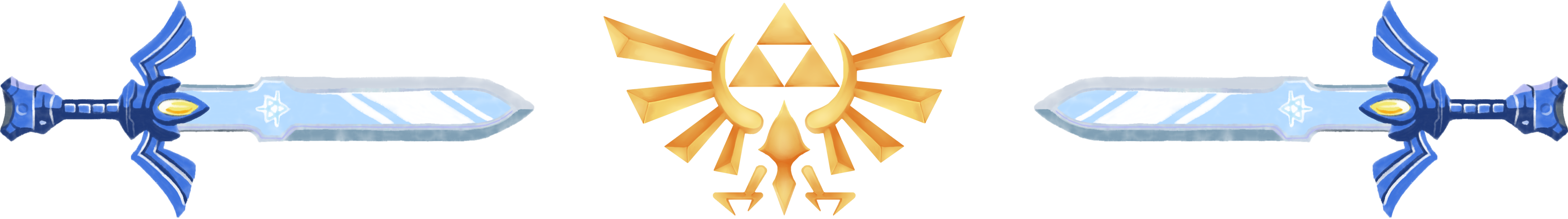 Image de séparation entre les différente section. L'image afficher est le synbole d'Hyrule/La famille royale en doré avec la Mater Sword de chaque côté, le bout pointu de l'épée pointé vers le synbole d'Hyrule.